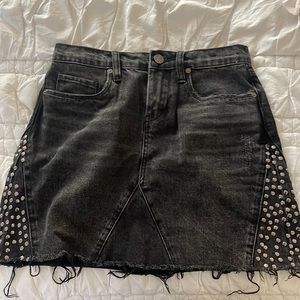 Blank NYC distressed black denim mini skirt